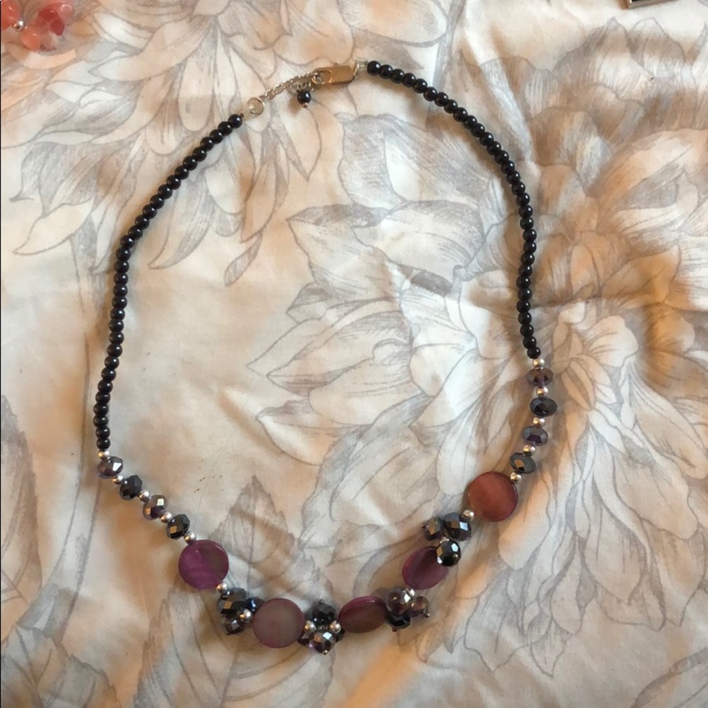 💍Purple and grey beaded necklace